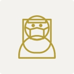 スタッフのフェイスシールド着用