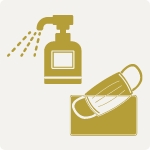 個室に消毒液とマスク入れを常備